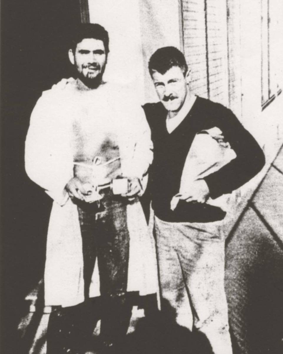 Henry (right) and Manuel Neri (left), painter and sculptor, at their shared studio, Oakland, CA, 1950s