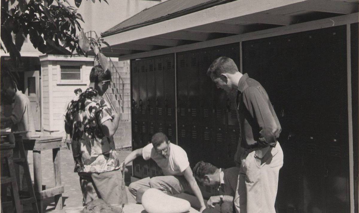 Bill Davis, Matt Glassine, Chas. D., and Bruce McGaw at CCAC, 1953