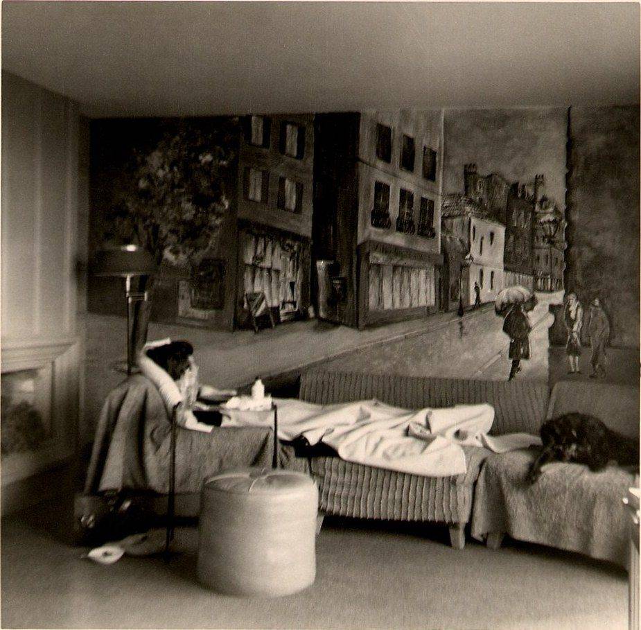 Barbara and Henry painted this mural inside his parents' home in Oakland, CA, 1954