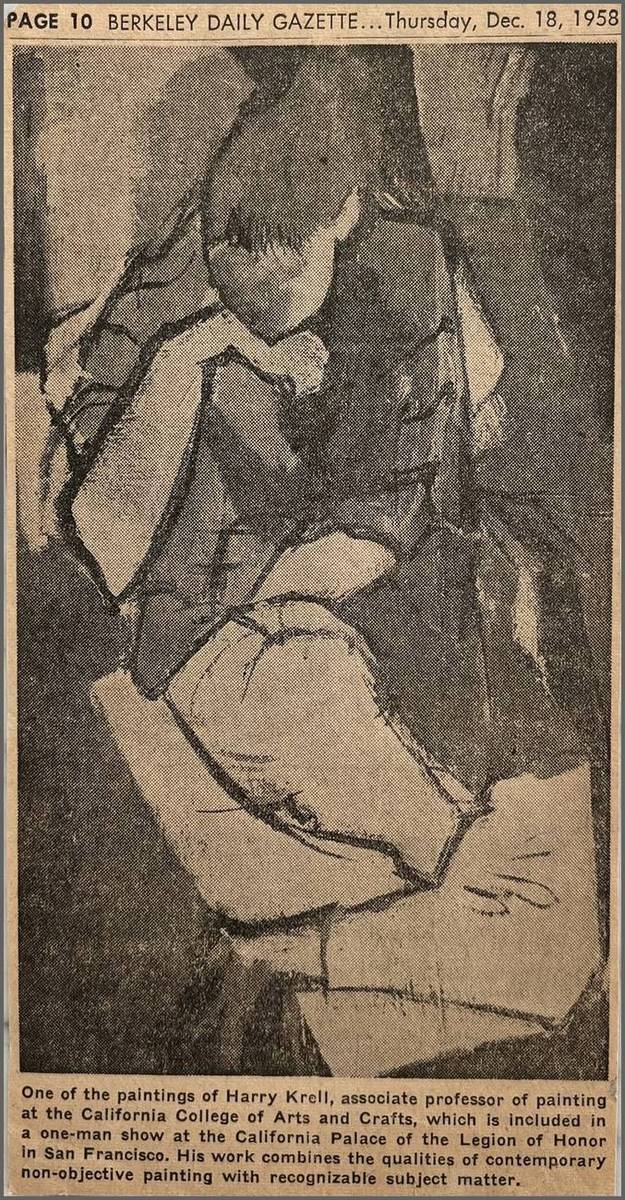 One of Harry Krell's paintings, Berkeley Daily Gazette, December 18, 1958