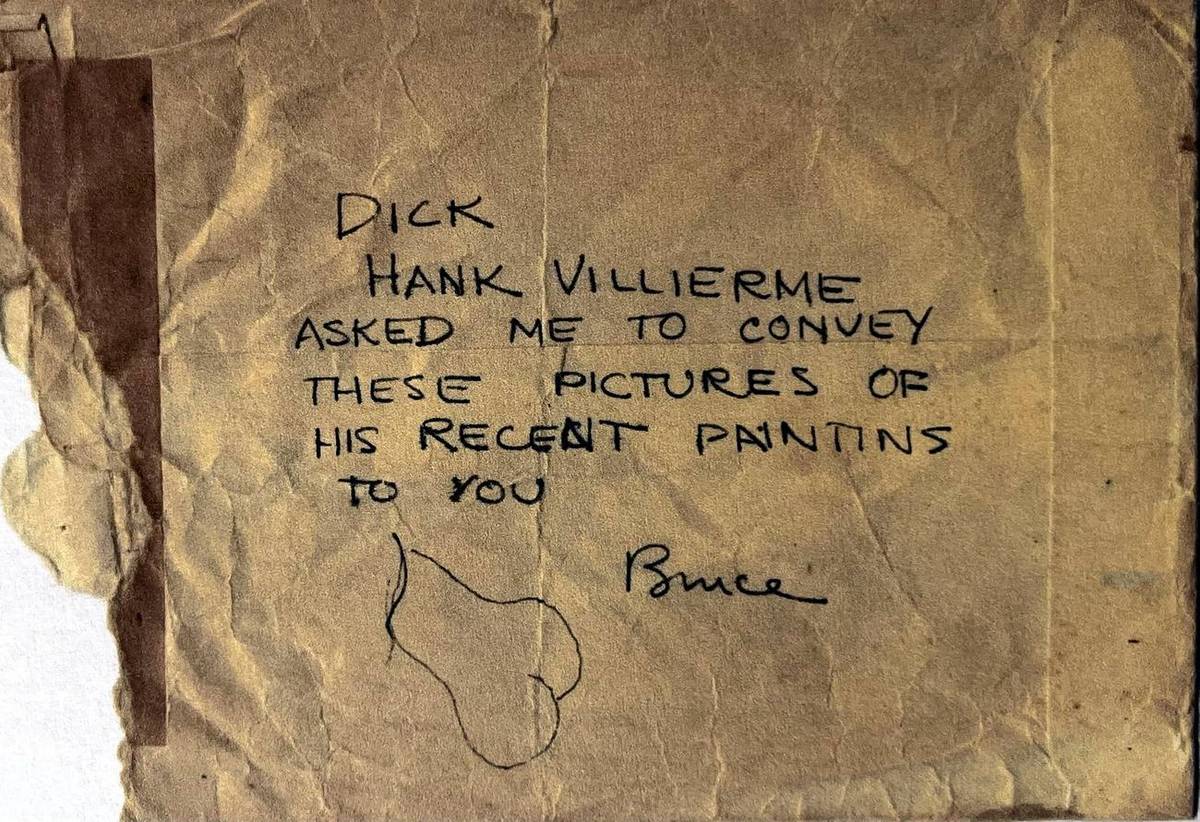 Note from Bruce McGaw to Richard Diebenkorn, August 1958