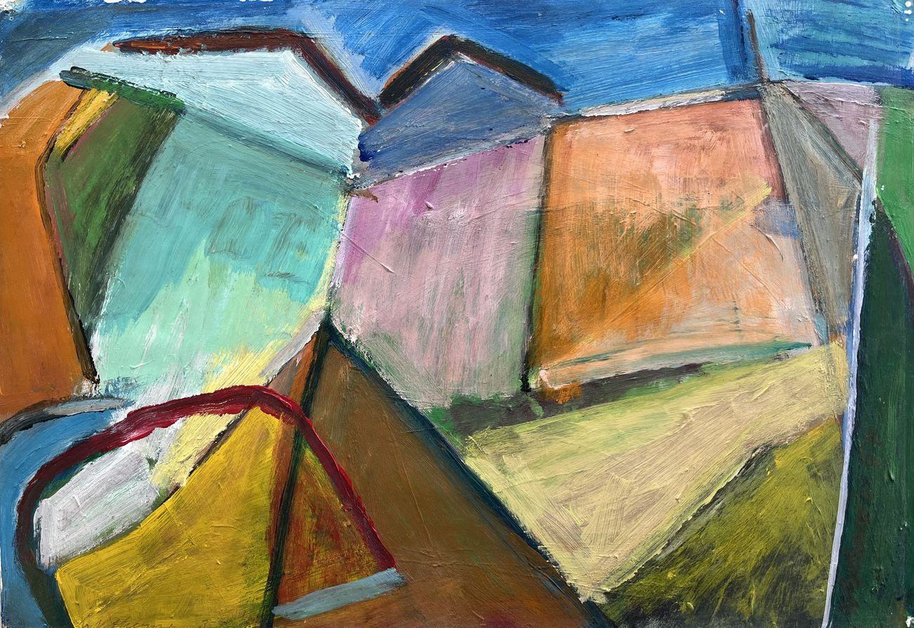 Hilltops II, acrylic on paper